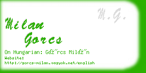 milan gorcs business card
